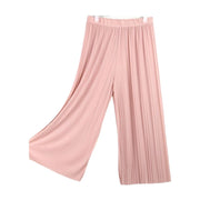 ガウチョパンツ ワイドパンツ 8分丈パンツ ズボン プリーツパンツ レディース 女性 婦人 ボトムス 無地 単色 ゴム ハイウエスト シンプル カジュアル 部屋着 ゆったり