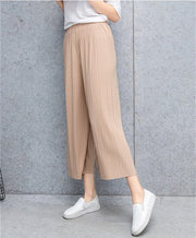 ガウチョパンツ ワイドパンツ 8分丈パンツ ズボン プリーツパンツ レディース 女性 婦人 ボトムス 無地 単色 ゴム ハイウエスト シンプル カジュアル 部屋着 ゆったり