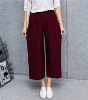 ガウチョパンツ ワイドパンツ 8分丈パンツ ズボン プリーツパンツ レディース 女性 婦人 ボトムス 無地 単色 ゴム ハイウエスト シンプル カジュアル 部屋着 ゆったり