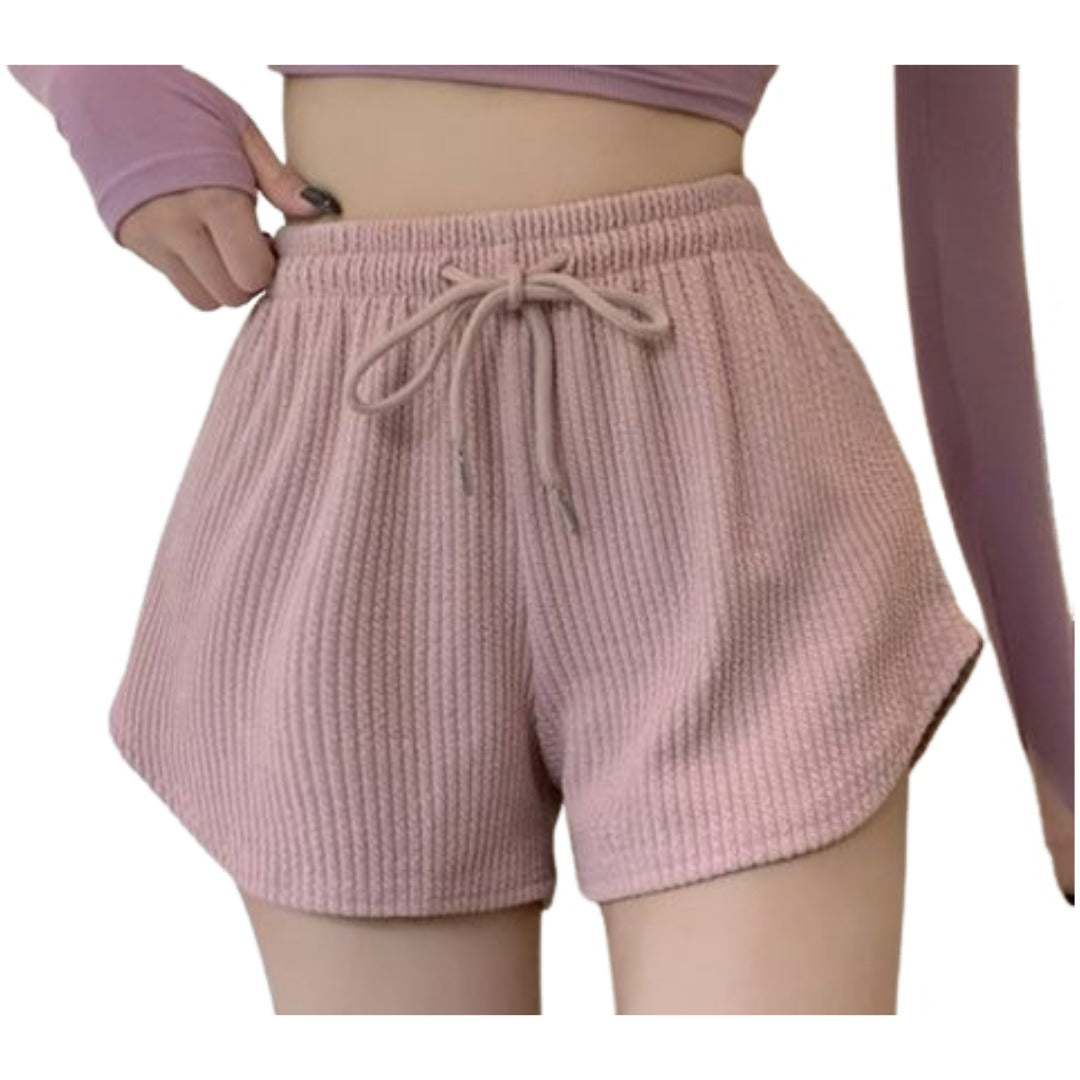 ショートパンツ 短パン レディース 婦人服 ボトムス 半ズボン ミニ丈 ウエストゴム 紐付き シンプル 無地 女性用 カジュアル 楽ちん お出掛け 部屋着 ルームウェア