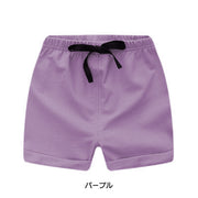 ショートパンツ キッズ ベビー 男の子 女の子 ズボン ショート丈 ボトムス ウエストゴム ひも調整 紐 春 夏 無地 シンプル カジュアル 着まわし カラバリ豊富 動きやすい ストレッチ 楽ちん 定番 お出掛け 外出 部屋着 室内 通園 通学 レジャー 旅行 ビーチ