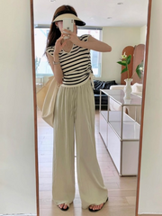 ワイドパンツ レディース ボトムス ロングパンツ 薄手 シワ感 シンプル 無地 春夏 かわいい ハイウエスト おしゃれ ウエストゴム カジュアル 涼しい ゆったり リラックス ロング 女性 婦人