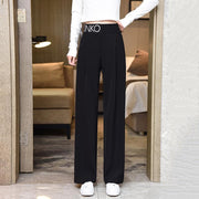 ロングパンツ ワイドパンツ レディース 女性 ボトムス ウエストゴム 薄手 脚長効果 美脚 オールシーズン ロゴ 春 秋 夏 冬 ダンス かっこいい シンプル カジュアル スポーティ ストレート ラクチン 動きやすい 婦人服 大きいサイズ