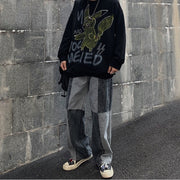 デニムパンツ ジーンズ ワイドパンツ ロングパンツ 長ズボン メンズ 男性 ボトムス ズボン 切り替え ゆったり かっこいい ダボダボ