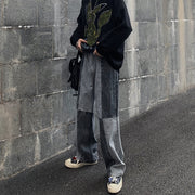 デニムパンツ ジーンズ ワイドパンツ ロングパンツ 長ズボン メンズ 男性 ボトムス ズボン 切り替え ゆったり かっこいい ダボダボ
