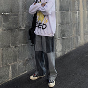 デニムパンツ ジーンズ ワイドパンツ ロングパンツ 長ズボン メンズ 男性 ボトムス ズボン 切り替え ゆったり かっこいい ダボダボ