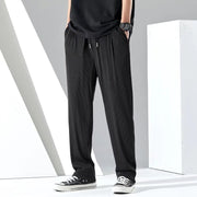 ロングパンツ イージーパンツ メンズ 男性用 ワイド ストレート ストライプ 大きいサイズ 長ズボン ウエストゴム シンプル モノトーン おしゃれ かっこいい カジュアル デイリー スラックス ポケット リラックスウェア 普段使い ポケット ウエスト紐 紳士服
