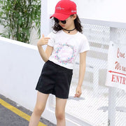 ショートパンツ デニムパンツ キッズ ジュニア 女の子 子供用 ボトムス ズボン 短パン デニム カラーデニム ダメージ カットオフ 切りっぱなし ジーンズ ジーパン ウエストゴム ポケット カジュアル シンプル かわいい おしゃれ
