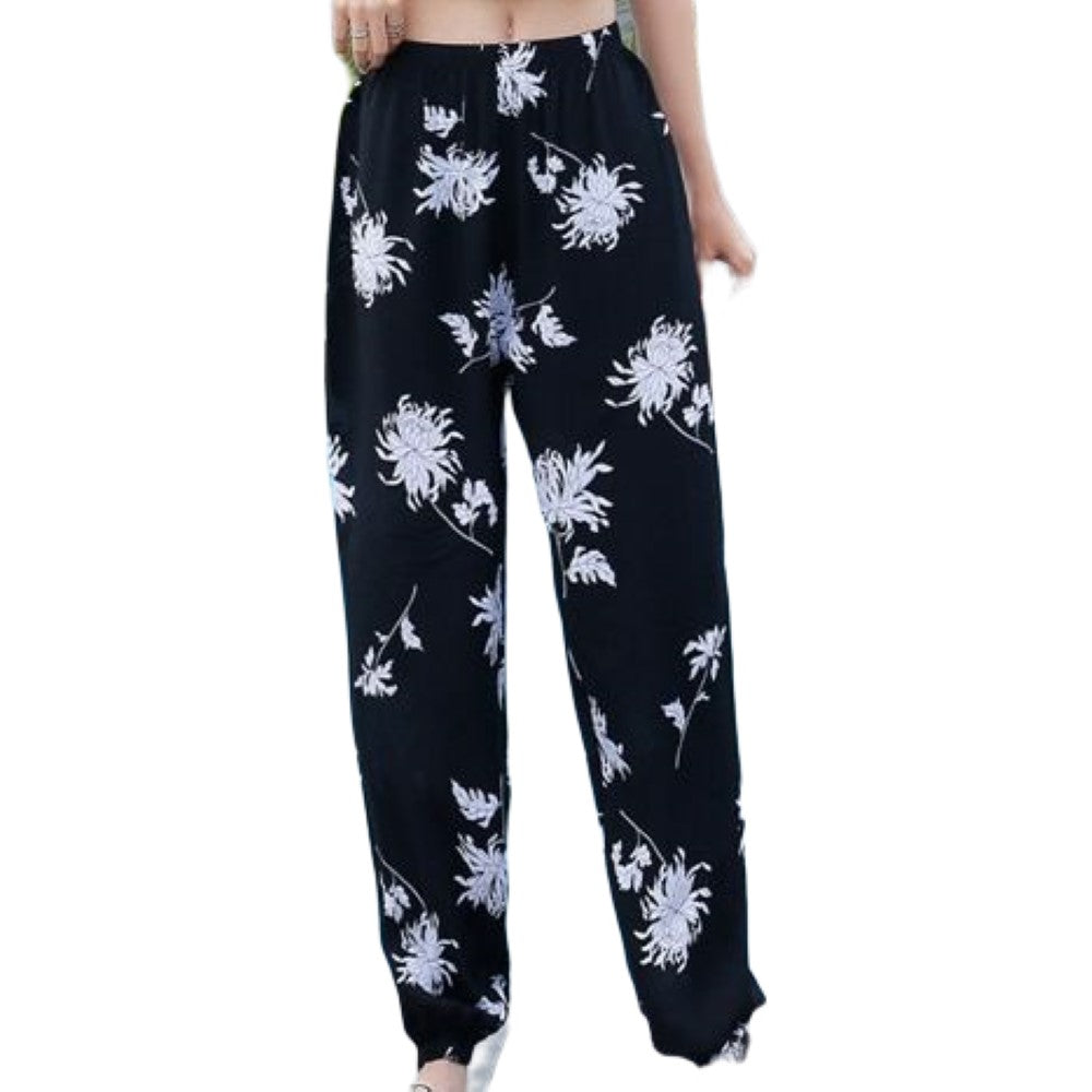 ジョガーパンツ レディース ロングパンツ 女性 婦人 タイパンツ フラワー バリエーション画像