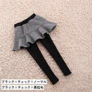 スカッツ スカート付レギンス 子供用 裏起毛 ノーマル チュールレース スカッツ ウエストゴム リボン パイピング キッズ ジュニア 子ども 女の子 女児 kids