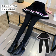 スカッツ スカート付レギンス 子供用 裏起毛 ノーマル チュールレース スカッツ ウエストゴム リボン パイピング キッズ ジュニア 子ども 女の子 女児 kids
