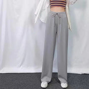 ロングパンツ ワイドパンツ リブ レディース 女性 ボトムス ウエストゴム ウエスト紐 ハイウエスト 無地 単色 シンプル ゆったり 大きいサイズあり お洒落 お出かけ 普段使い デイリー ラフ ルームウェア 着回し 合わせやすい 婦人服
