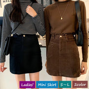 ミニスカート レディース ボトムス コーデュロイ ハイウェスト Aライン ショート丈 秋 冬 おしゃれ かわいい 可愛い シンプル カジュアル 無地 黒 茶