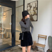 ミニスカート レディース ボトムス コーデュロイ ハイウェスト Aライン ショート丈 秋 冬 おしゃれ かわいい 可愛い シンプル カジュアル 無地 黒 茶
