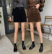 ミニスカート レディース ボトムス コーデュロイ ハイウェスト Aライン ショート丈 秋 冬 おしゃれ かわいい 可愛い シンプル カジュアル 無地 黒 茶