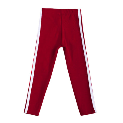 キッズ レギンス ストレッチ サイドライン レギンスパンツ 子供服 ボルドー バリエーション画像