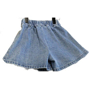 キュロットスカート デニム ボトムス キッズ 子供服 女の子 スカート見え キュロットパンツ ショートパンツ 短パン カジュアル かわいい おしゃれ 110 120 130 140 150 160cm