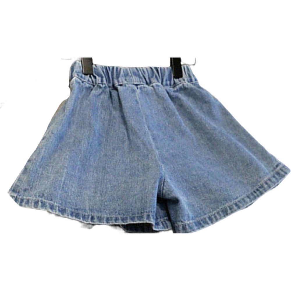 キュロットスカート デニム ボトムス キッズ 子供服 女の子 スカート見え キュロットパンツ ショートパンツ 短パン カジュアル かわいい おしゃれ 110 120 130 140 150 160cm