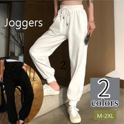 ジョガーパンツ ロングパンツ レディース ドロストパンツ ウエストゴム ゆったり カジュアル ハイウエスト イージーパンツ 春 夏 秋 無地 フルレングス ブラック ホワイト ボトムス ズボン