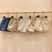 ショートパンツ Tシャツ 単品 キッズ ベビー 子供 女の子 男の子 ウエストゴム 半袖 ラウンドネック 無地 シンプル ドット柄 ストライプ柄 チェック柄 トップス ボトムス ハーフパンツ カットソー お洒落 カジュアル 普段使い お出かけ 子供服