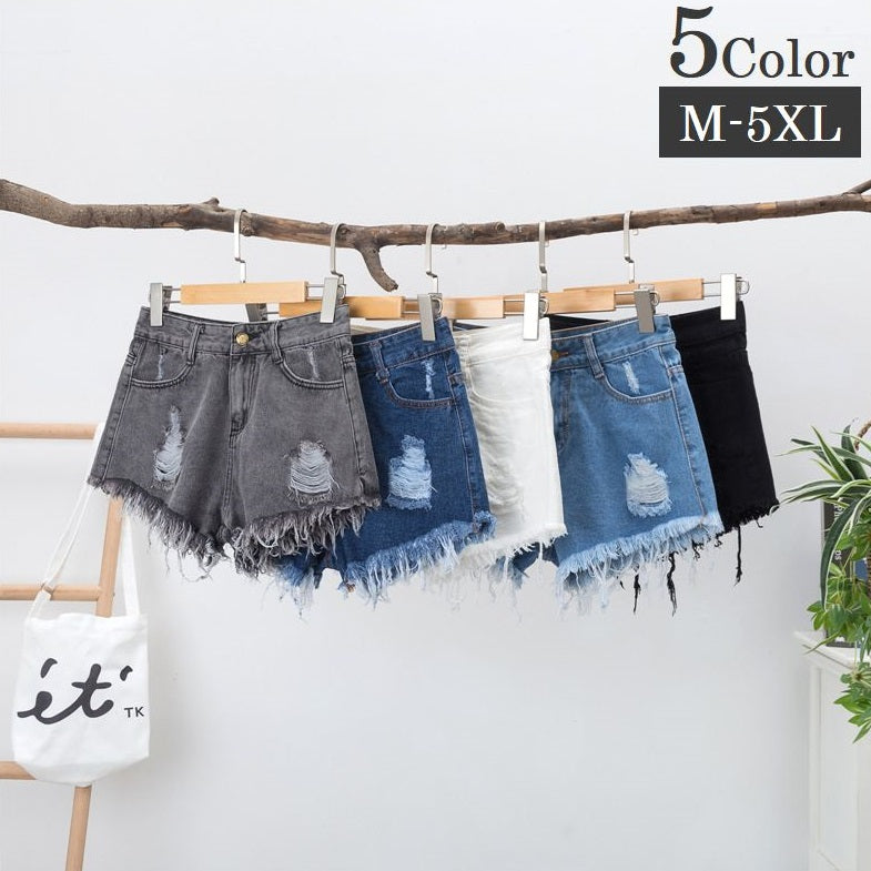 ショートパンツ デニムパンツ レディース ボトムス 短パン ジーンズ ダメージ加工 切りっぱなし カットオフ 大きいサイズあり カジュアル おしゃれ かっこいい 着まわし 定番 ベーシック 普段使い ヘビロテ 女性用 婦人用