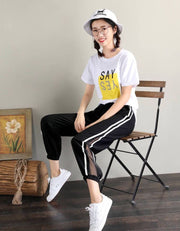 ジョガーパンツ レディース 女性用 ボトムス ロングパンツ 大きいサイズ クロップド丈 スウェット風 サイドライン シースルー 無地 ポケット付き スポーティー おしゃれ かっこいい ゆったり ウエストゴム スポーツ ジム ブラック 黒