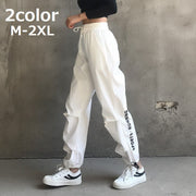 ロングパンツ ジョガーパンツ レディース 女性 長ズボン ボトムス 大きいサイズ 裾ゴム ウエストゴム スポーツ ランニング ジム 運動 ウォーキング カジュアル ロゴ