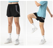 スポーツウェア ショートパンツ 短パン メンズ 男性用 ボトムス レギンス一体型 半ズボン 重ね着風 フェイクレイヤード ポケット付き 大きいサイズあり 通気性 トレーニングウェア フィットネス ランニング ジョギング 運動 M L XL 2XL 3XL