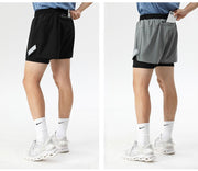 スポーツウェア ショートパンツ 短パン メンズ 男性用 ボトムス レギンス一体型 半ズボン 重ね着風 フェイクレイヤード ポケット付き 大きいサイズあり 通気性 トレーニングウェア フィットネス ランニング ジョギング 運動 M L XL 2XL 3XL