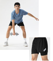 スポーツウェア ショートパンツ 短パン メンズ 男性用 ボトムス レギンス一体型 半ズボン 重ね着風 フェイクレイヤード ポケット付き 大きいサイズあり 通気性 トレーニングウェア フィットネス ランニング ジョギング 運動 M L XL 2XL 3XL