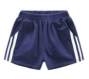 ショートパンツ パンツ 子供服 キッズ ジュニア 男の子 女の子 短パン ズボン スポーティー 運動 カジュアル ルームウェア 夏 涼しい 動きやすい シンプル サイドライン 2本ライン 縦ライン 薄手 おしゃれ かっこいい