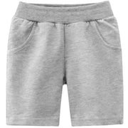 ハーフパンツ 短パン 半ズボン キッズ 子供服 子ども服 男の子 女の子 ボトムス ゴムウエスト ポケット付き 無地 ブラック グレー ブルー シンプル カジュアル かわいい キュート 部屋着 ルームウェア 春 夏