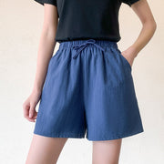 ショートパンツ ハーフパンツ 短パン 半ズボン レディース 女性 ボトムス ショート丈 ミニ丈 ワイドパンツ ゴムウエスト ウエスト紐 薄手 ポケット付き 無地 ブラック ホワイト ピンク シンプル カジュアル 可愛い キュート おしゃれ 春 夏