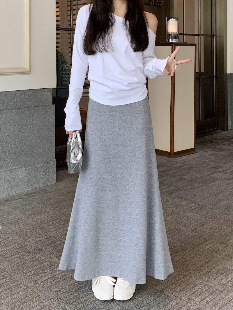 ロングスカート レディース ボトムス 無地 Aライン スカート 商品画像5