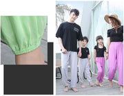 親子お揃い ペアルック ロングパンツ サルエルパンツ 子供服 キッズ 男の子 女の子 ゆったり 部屋着 家族 パパ ママ リンクコーデ