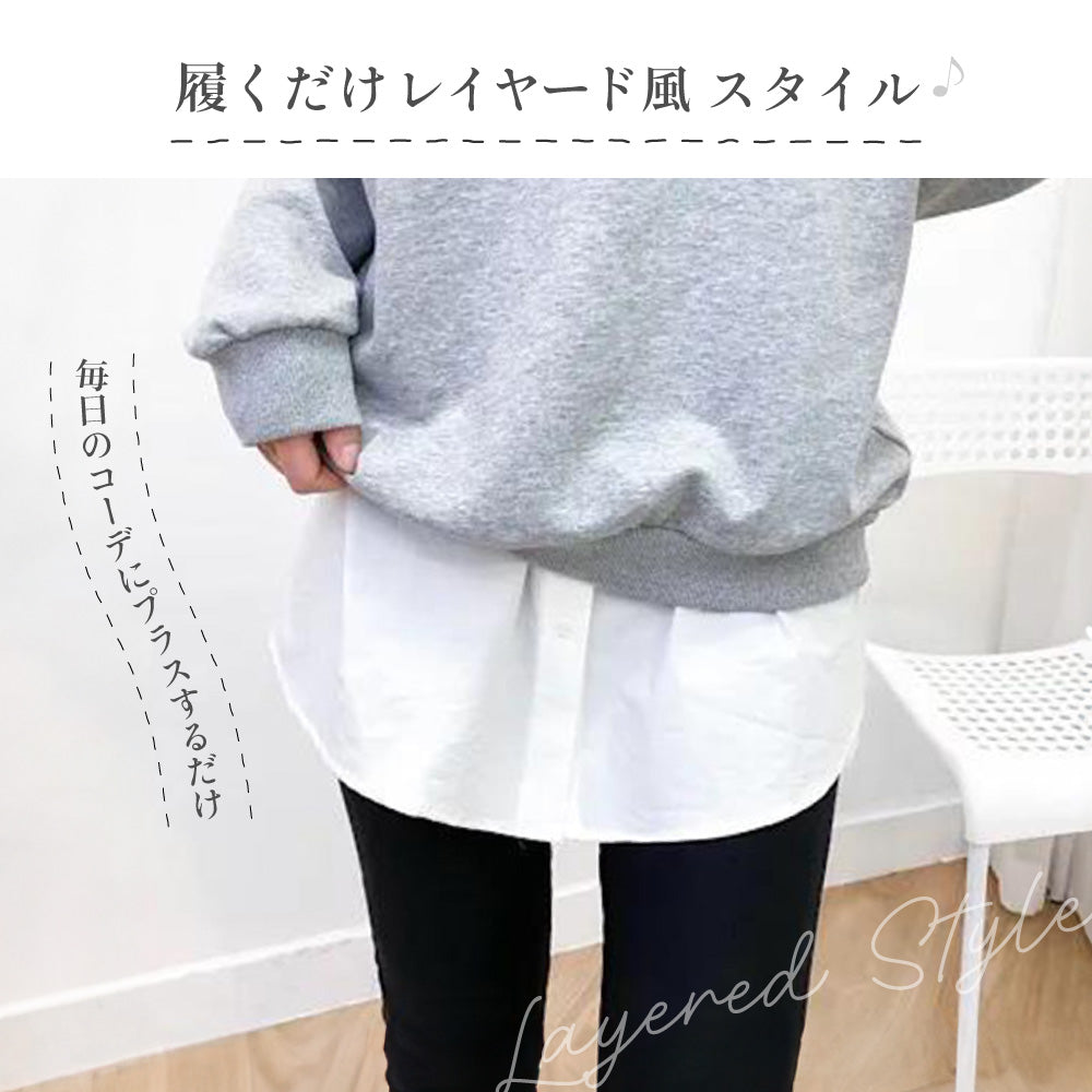 付け裾 つけ裾 フェイクレイヤードシャツ 重ね着風 大きいサイズ レディース 商品画像2