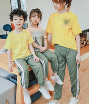 ロングパンツ キッズ ジュニア 女の子 男の子 男女兼用 ジョガーパンツ サイドライン 裾絞り 防蚊 薄手 長ズボン ボトムス ウエストゴム カジュアル 外遊び 通園 通学 部屋着