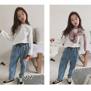 長ズボン キッズ ジュニア 女の子 男の子 ボトムス ロングパンツ デニム カジュアル おしゃれ かわいい シンプル お出かけ 春秋 子供服 ユニセックス