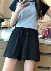 ショートパンツ レディース 女性用 ボトムス ズボン 短パン フレア 無地 ウエストゴム おしゃれ カジュアル シンプル 部屋着 ブラック ホワイト グレー 黒 白