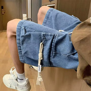 ハーフパンツ デニムパンツ 半ズボン 5分丈 ボトムス メンズ 男性 ウエストゴム 紐 サイドポケット サイド紐 ゆったり イージーパンツ カーゴパンツ カジュアル おしゃれ 大きいサイズ 短パン