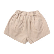 ショートパンツ ハーフパンツ 半ズボン キッズ 子供服 子ども服 男の子 女の子 ユニセックス 男女兼用 ボトムス ショート丈 ゴムウエスト ポケット付き 無地 ホワイト ネイビー アーミーグリーン カーキ シンプル カジュアル おしゃれ クール かっこいい かわいい キュート 春 夏
