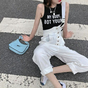 オーバーオール サロペットパンツ デニムパンツ ロングパンツ レディース 女性 婦人服 ボトムス 大きいサイズ ゆったり ラフ 長ズボン ポケット付き ボタン ストラップ付き アシンメトリー オールインワン 単色 無地 おしゃれ かわいい カジュアル ラフ キュート ガーリー シンプル 定番 着回し お出かけ アウトドア 白 黒