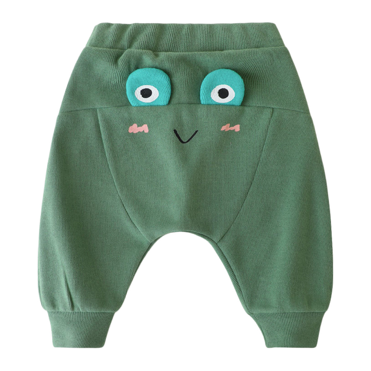 ロングパンツ 長ズボン ベビー 女の子 男の子 ボトムス キッズ 子供服 ウエストゴム 裾ゴム 動物 ゆたっり かわいい おしゃれ カジュアル お出かけ 旅行 普段着 遊び着 緑 ベージュ ブラウン