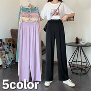 ロングパンツ ワイドパンツ レディース 女性 ボトムス 長ズボン ウエストゴム ゆったり 無地 シンプル 着回し ラフ 部屋着 婦人服