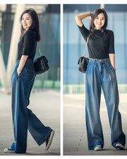 デニムパンツ ワイドパンツ レディース ボトムス ジーンズ ジーパン 長ズボン ロングパンツ 無地 シンプル タック入り おしゃれ かわいい かっこいい 定番 カジュアル デイリー ヘビロテ お出かけ 普段使い 体型カバー 女性用