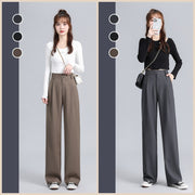 スラックス レディース ボトムス ロングパンツ 大きいサイズあり ウエストゴム ストレート ワイドレッグ ハイウエスト シンプル 無地 きれいめ カジュアル オフィス 上品 女性 大人女子