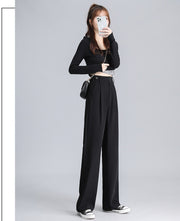 スラックス レディース ボトムス ロングパンツ 大きいサイズあり ウエストゴム ストレート ワイドレッグ ハイウエスト シンプル 無地 きれいめ カジュアル オフィス 上品 女性 大人女子