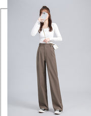 スラックス レディース ボトムス ロングパンツ 大きいサイズあり ウエストゴム ストレート ワイドレッグ ハイウエスト シンプル 無地 きれいめ カジュアル オフィス 上品 女性 大人女子