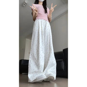 ワイドパンツ ロングパンツ レディース 女性 婦人 女子 大きいサイズ ゆったり 体型カバー ウエストゴム 薄手 カジュアル 花柄 フラワー ルームウェア ルーズ感 お洒落 かわいい