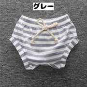 ブルマパンツ オーバーパンツ かぼちゃパンツ ベビー キッズ 子供服 ショートパンツ 短パン ボトムス 女の子 男の子 ウエストゴム 赤ちゃん 赤ん坊 ボーダー 着回し カジュアル 可愛い 70 80 90 100 110